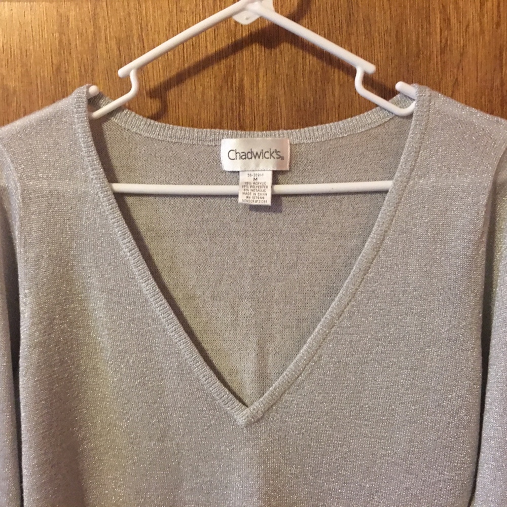 Chadwick's Sparkly Lightweight V-Neck Sweater